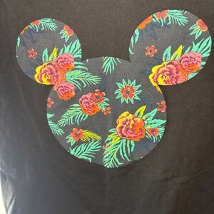 Neff Disney Mickey Mouse T-Shirt Mens Medium Black Short Sleeve Floral Hawaiian